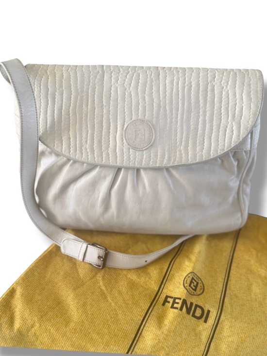 Fendi Handbags - FENDI Chef FF Zucca Leather Ruched Textured Shoulder or Crossbody Bag w Dust-bag